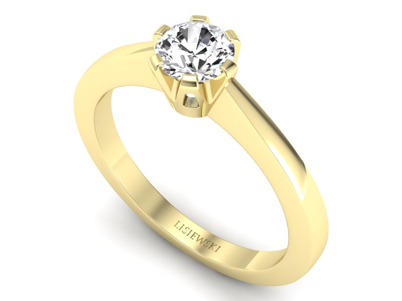 Złoty pierścionek z brylantem żółte złoto - p16783z — zdjęcie 3