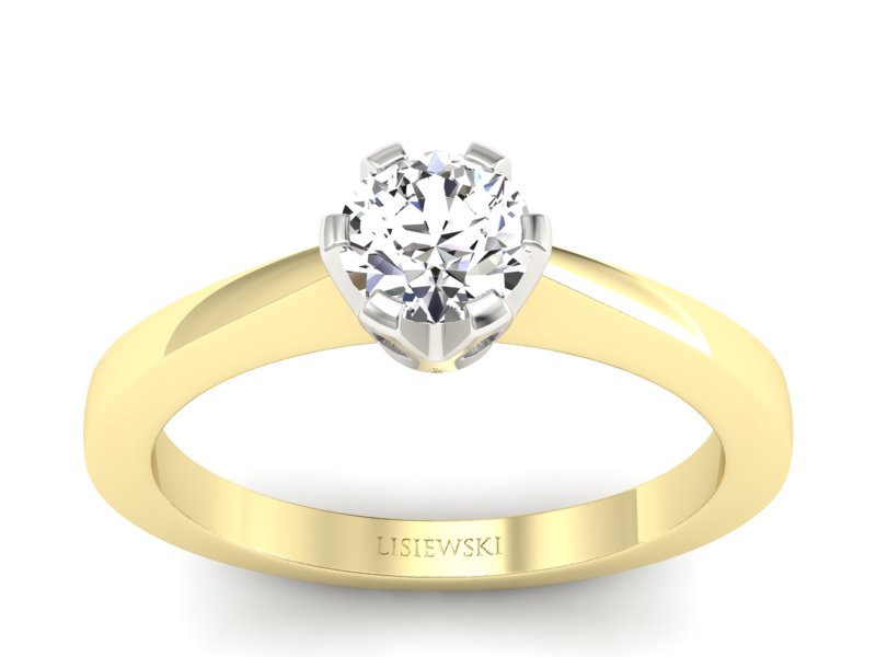 Pierścionek z brylantem z żółtego i białego złota - p16783zb