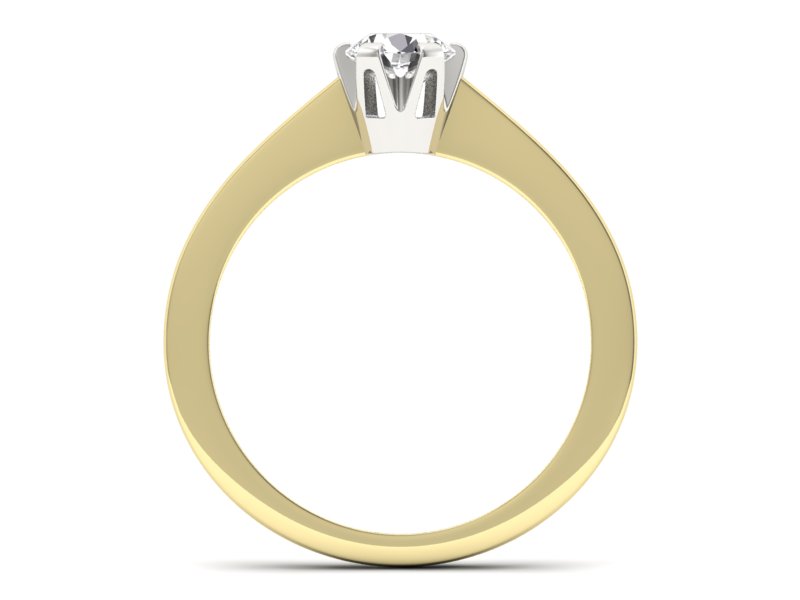 Pierścionek z brylantem z żółtego i białego złota - p16783zb — zdjęcie 2