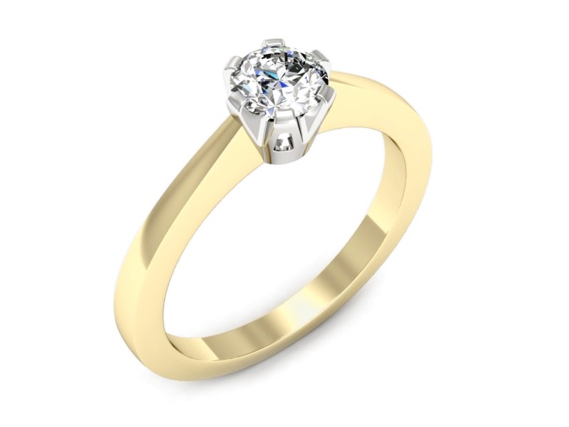 Pierścionek z brylantem z żółtego i białego złota - p16783zb — zdjęcie 4