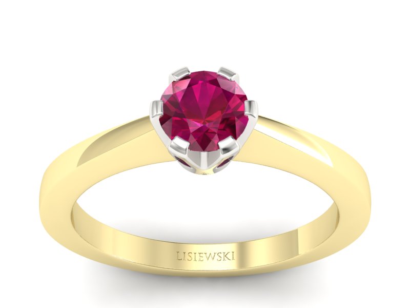 Pierścionek z rubinem żółte i białe złoto - p16783zbr