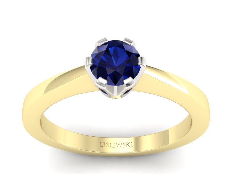 Pierścionek z szafirem żółte i białe złoto - p16783zbsz