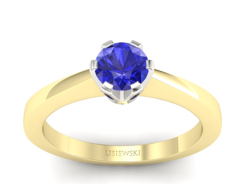 Pierścionek z szafirem żółte i białe złoto - p16783zbszc