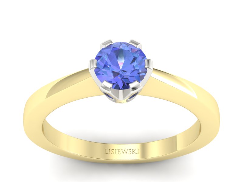 Pierścionek z tanzanitem żółte i białe złoto - p16783zbt