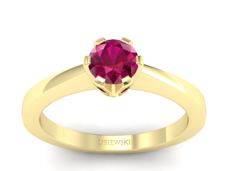 Złoty pierścionek z rubinem żółte złoto - p16783zr