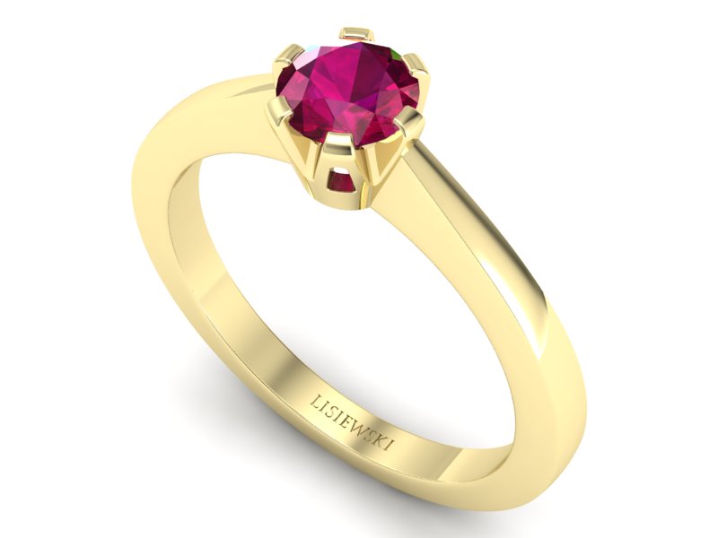 Złoty pierścionek z rubinem żółte złoto - p16783zr — zdjęcie 3