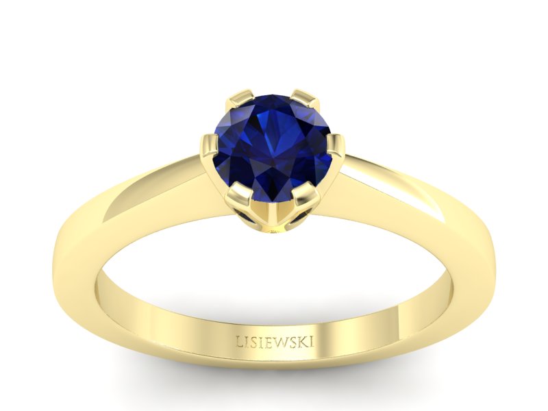 Złoty pierścionek z szafirem żółte złoto - p16783zsz