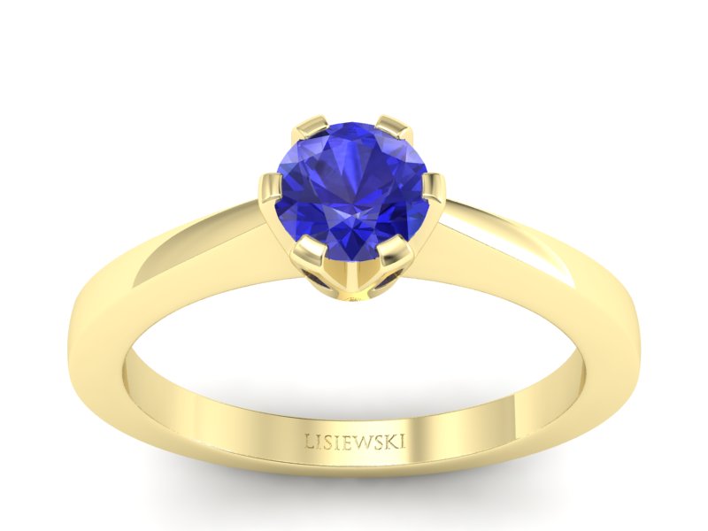 Złoty pierścionek z szafirem żółte złoto - p16783zszc