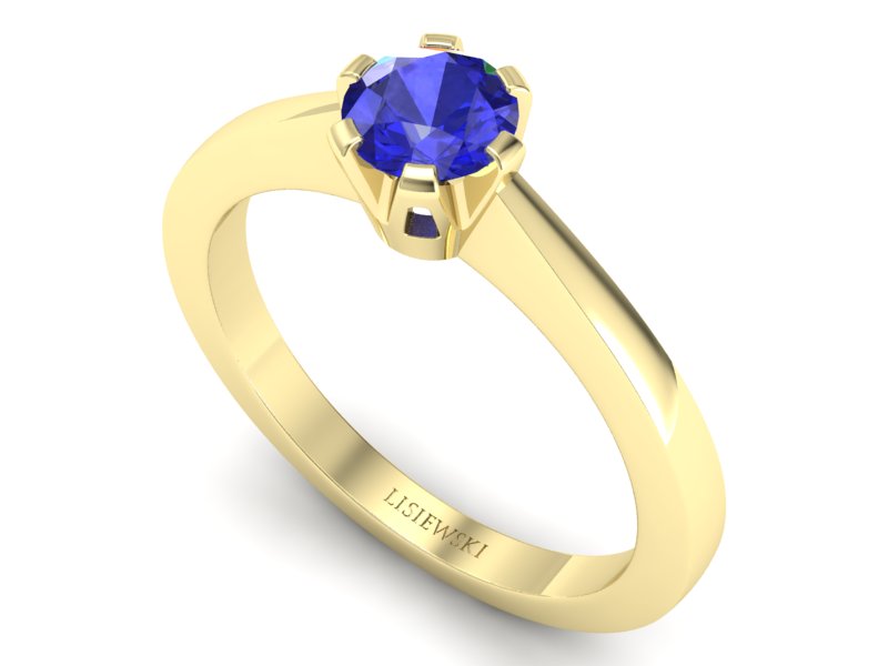 Złoty pierścionek z szafirem żółte złoto - p16783zszc — zdjęcie 3