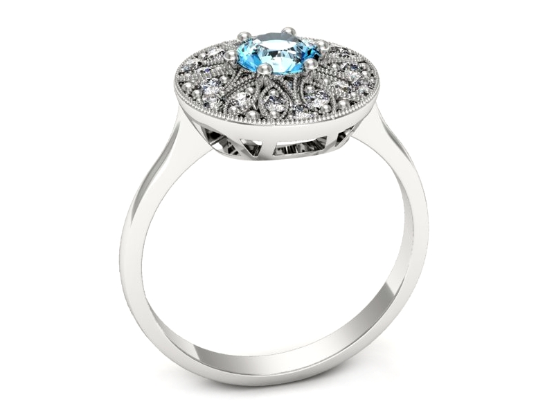 Złoty pierścionek z topazem i brylantami - p16784btp — zdjęcie 3