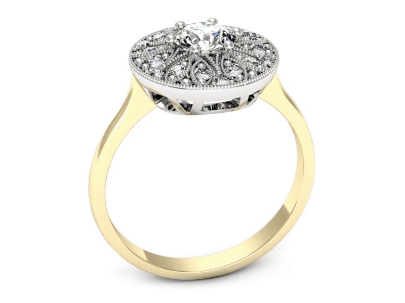 Pierścionek z brylantami żółte białe złoto - p16784zb — zdjęcie 3