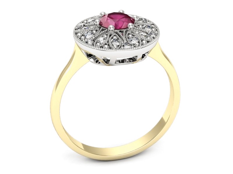 Pierścionek z rubinem i brylantami - p16784zbr — zdjęcie 3