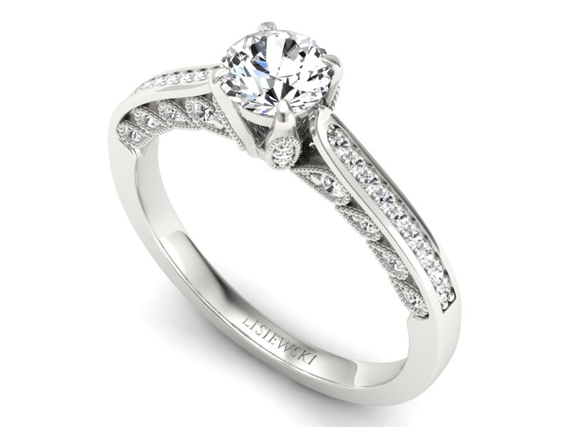 Złoty pierścionek z brylantami białe złoto - p16812b — zdjęcie 3