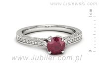 Pierścionek z rubinami i brylantami z białego złota 585 - p16812br- 2