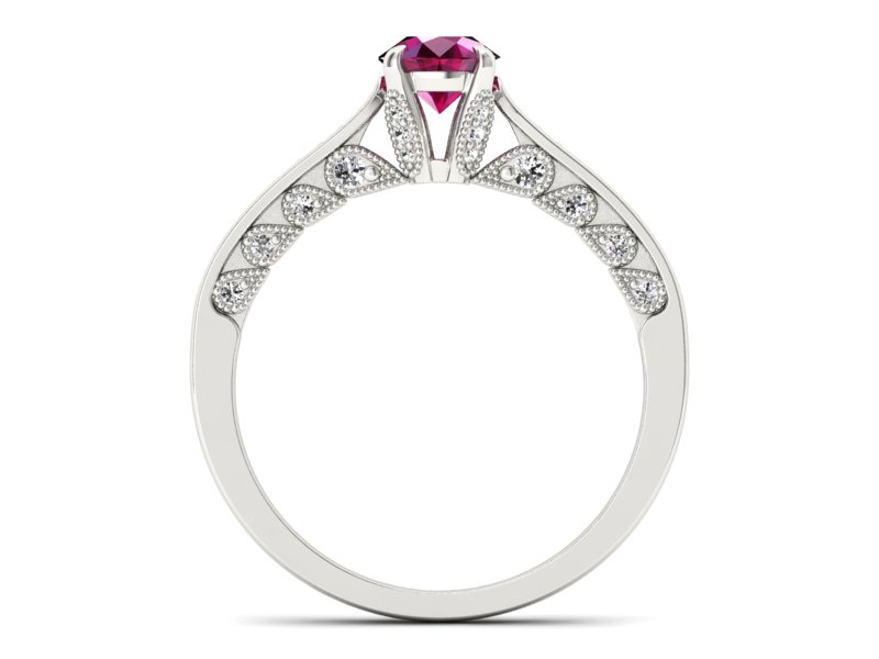 Pierścionek z rubinem i brylantami białe złoto - p16812br — zdjęcie 2