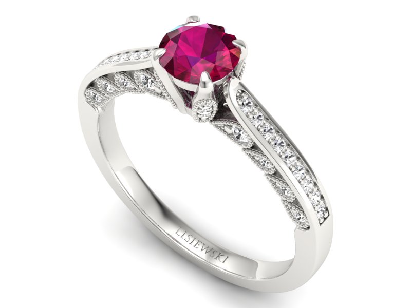Pierścionek z rubinem i brylantami białe złoto - p16812br — zdjęcie 3