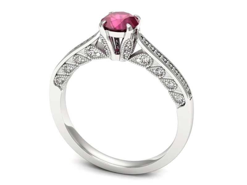 Pierścionek z rubinem i brylantami białe złoto - p16812br — zdjęcie 5