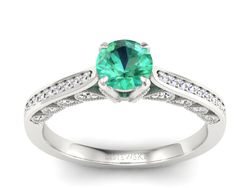 Złoty Pierścionek ze szmaragdem i brylantami - p16812bsm