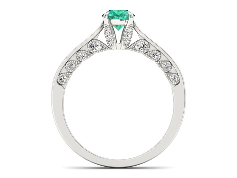 Złoty pierścionek ze szmaragdem i brylantami - p16812bsm — zdjęcie 2