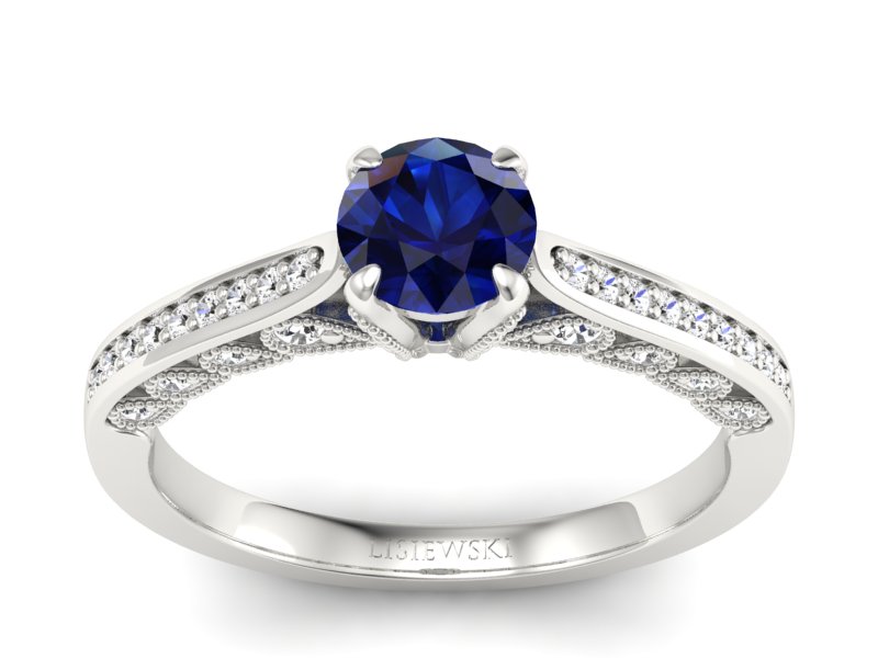 Pierścionek z szafirem i brylantami - p16812bsz
