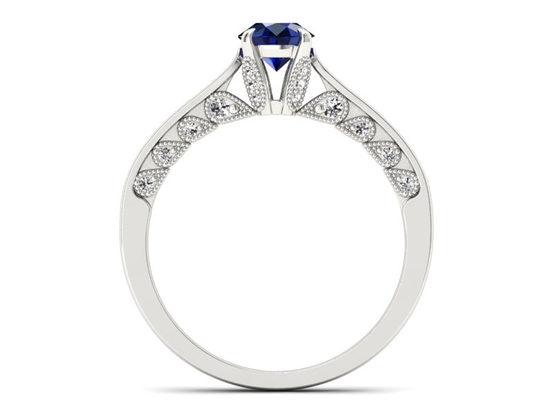 Pierścionek z szafirem i brylantami - p16812bsz — zdjęcie 2