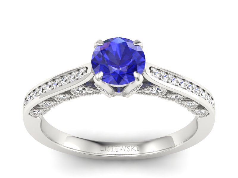 Pierścionek z szafirem i brylantami - p16812bszc