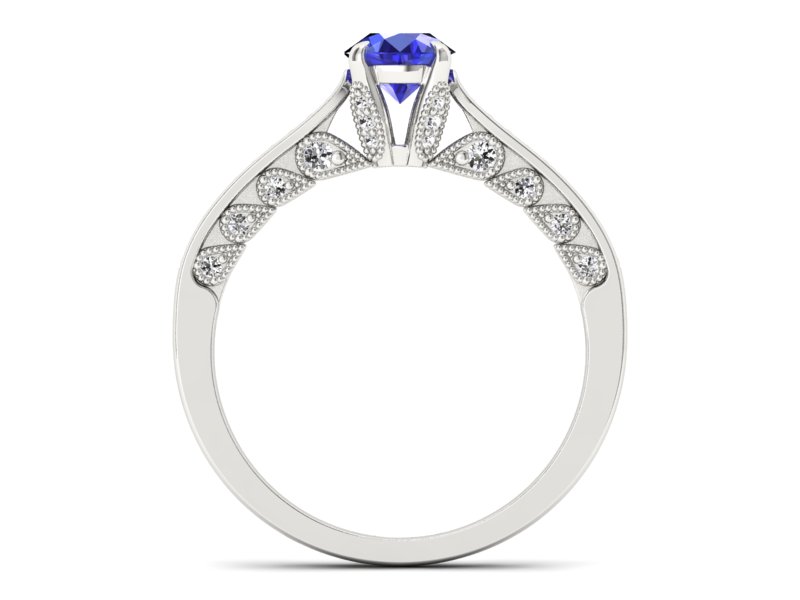 Pierścionek z szafirem i brylantami - p16812bszc — zdjęcie 2
