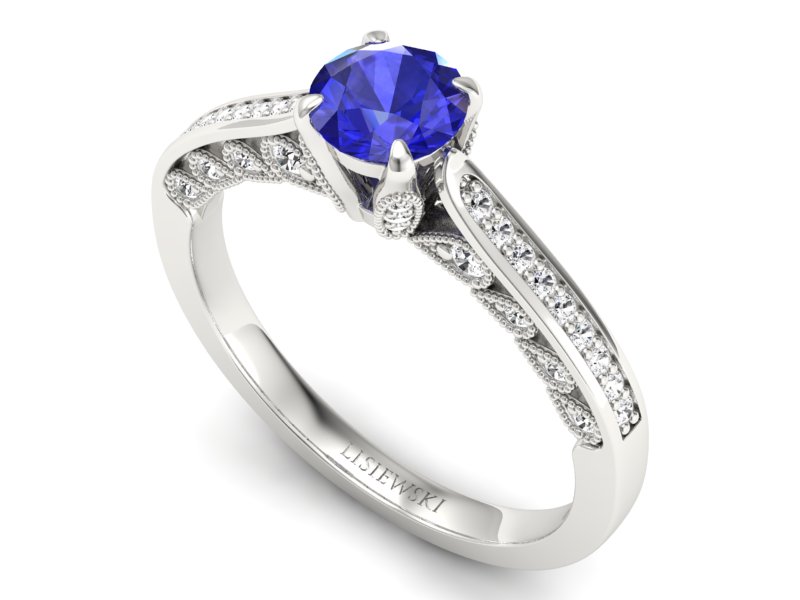 Pierścionek z szafirem i brylantami - p16812bszc — zdjęcie 3