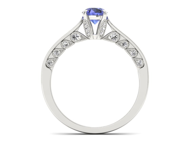 Pierścionek z tanzanitem białe złoto i brylantami - p16812bt — zdjęcie 2