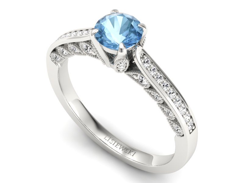 Złoty pierścionek z topazem i brylantami - p16812btp — zdjęcie 3