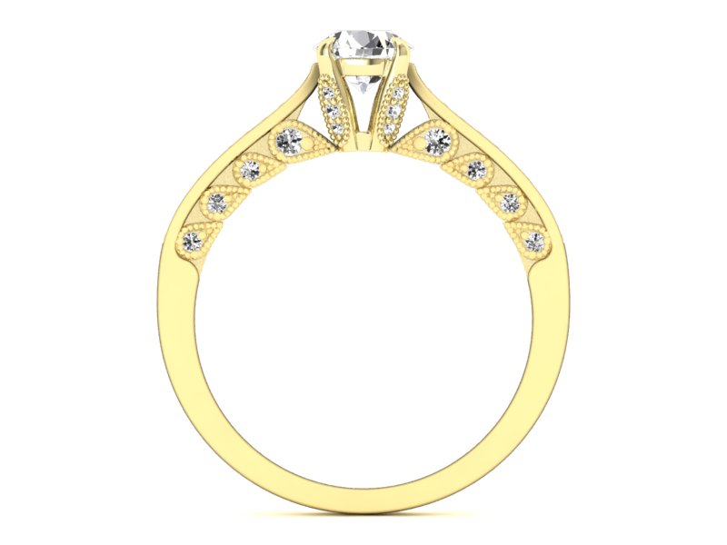 Złoty pierścionek z brylantami żółte złoto - p16812z — zdjęcie 2