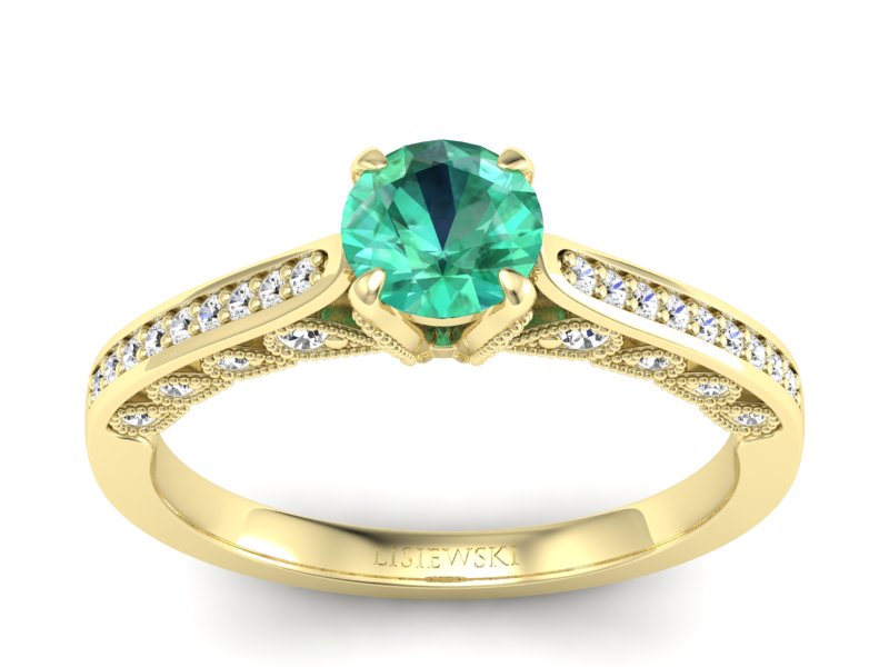 Złoty pierścionek ze szmaragdem i brylantami - p16812zsm