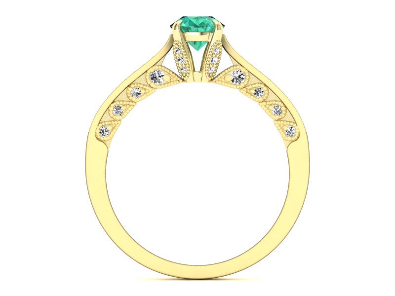 Złoty pierścionek ze szmaragdem i brylantami - p16812zsm — zdjęcie 2