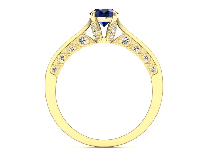 Pierścionek z szafirem i brylantami żółte złoto - p16812zsz — zdjęcie 2