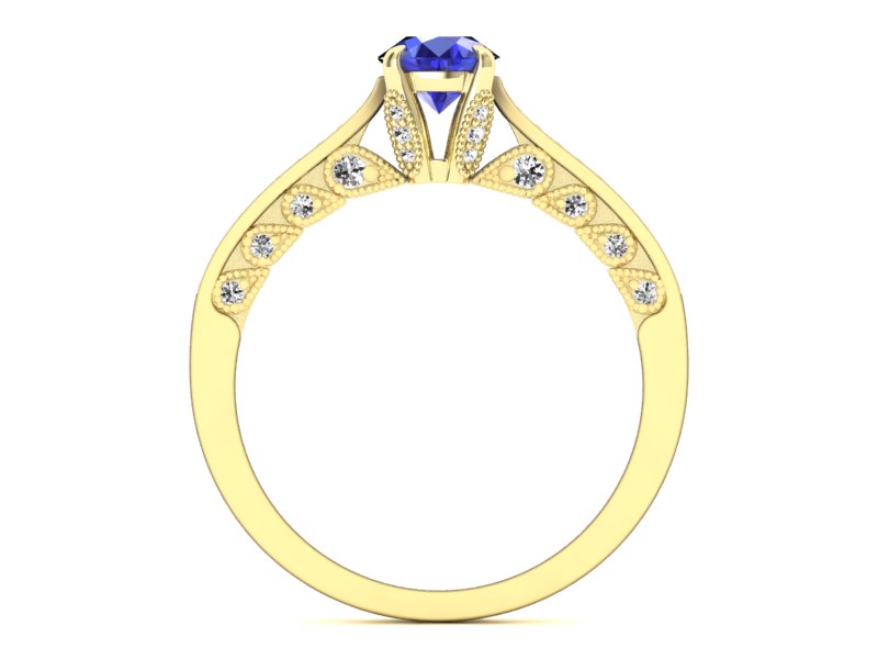 Pierścionek z szafirem i brylantami żółte złoto - p16812zszc — zdjęcie 2