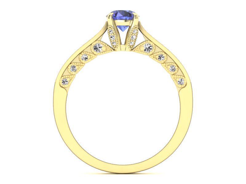 Pierścionek z tanzanitem żółte złoto i brylantami - p16812zt — zdjęcie 2