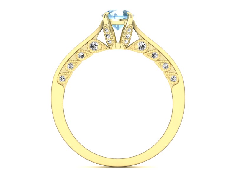 Pierścionek z topazem i brylantami żółte złoto - p16812ztp — zdjęcie 2