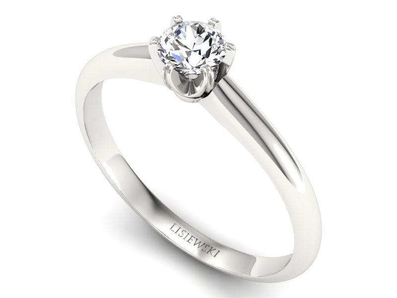 Złoty pierścionek z brylantem białe złoto - P16822b — zdjęcie 3