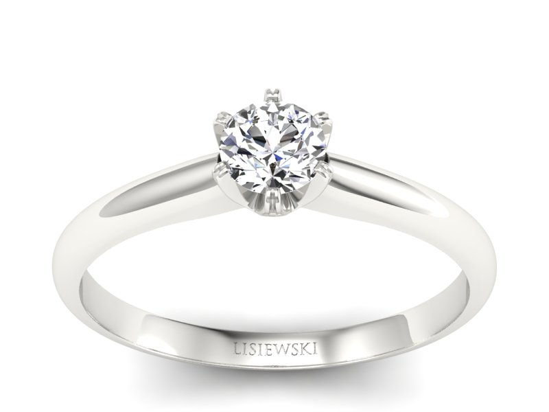 Złoty pierścionek z brylantem białe złoto - P16822b