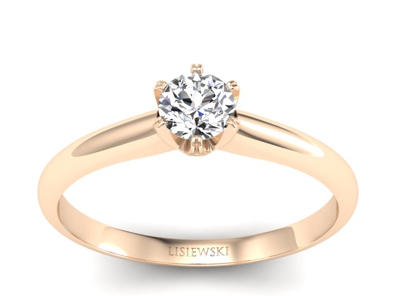 Złoty pierścionek z brylantem różowe złoto - P16822c