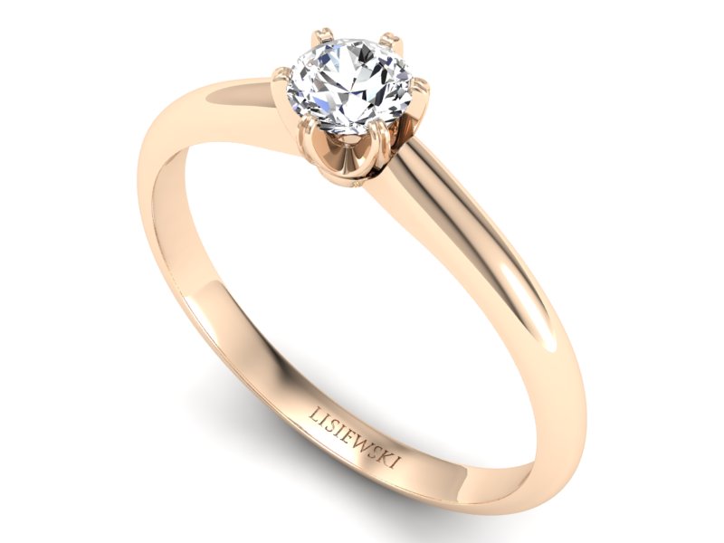 Złoty pierścionek z brylantem różowe złoto - P16822c — zdjęcie 3