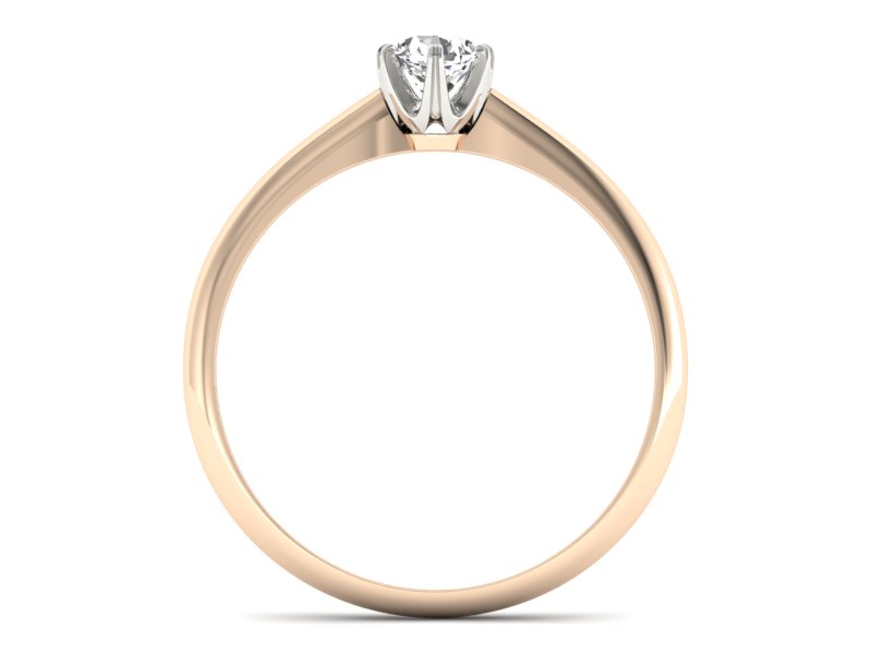 Pierścionek z brylantem różowe i białe złoto - P16822cb — zdjęcie 2