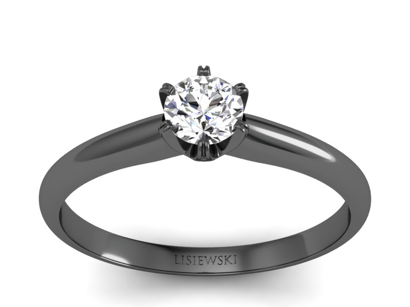 Złoty pierścionek z diamentem czarne złoto - p16822cz