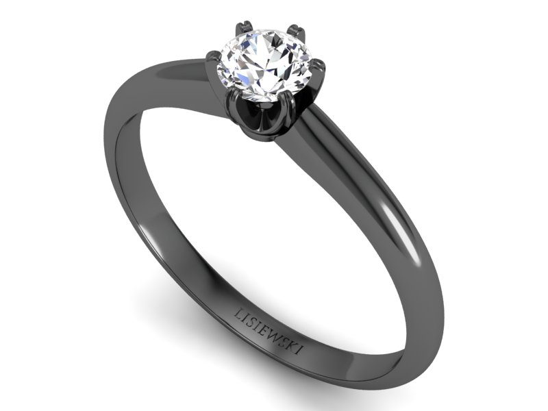 Złoty pierścionek z diamentem czarne złoto - p16822cz — zdjęcie 3