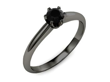 Pierścionek z czarnym diamentem czarne złoto - p16822czcd - 1