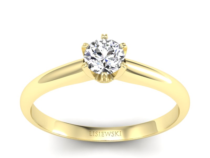 Złoty pierścionek z brylantem żółte złoto - P16822z