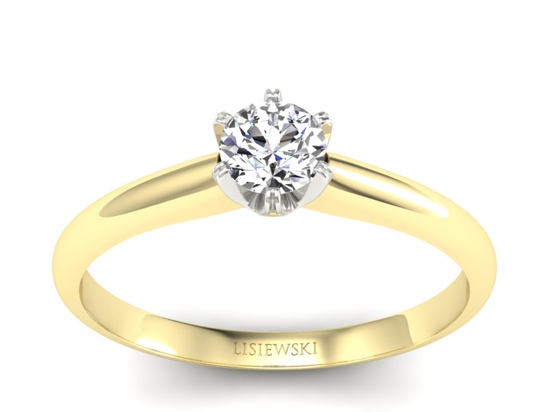 Pierścionek z brylantem z żółtego i białego złota - P16822zb