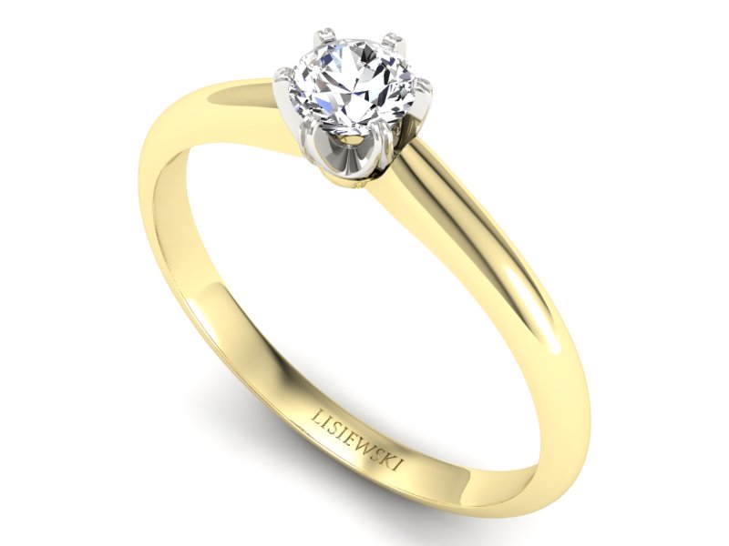 Pierścionek z brylantem z żółtego i białego złota - P16822zb — zdjęcie 3