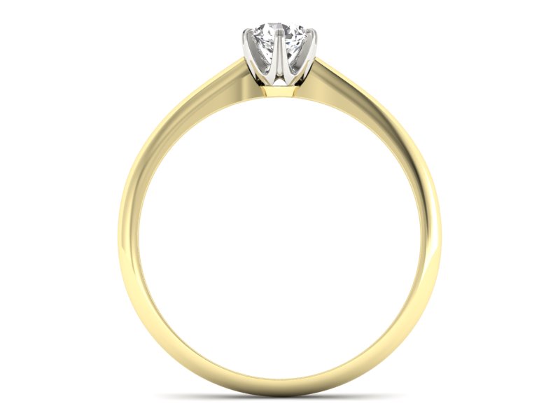 Pierścionek z brylantem z żółtego i białego złota - P16822zb — zdjęcie 2