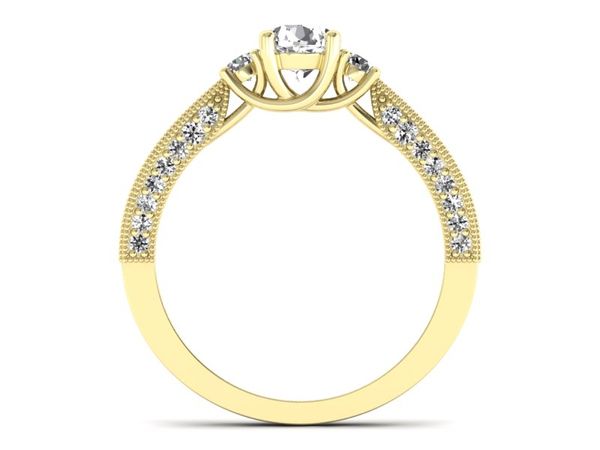 Pierścionek zaręczynowy z diamentami żółte złoto - p16840z
